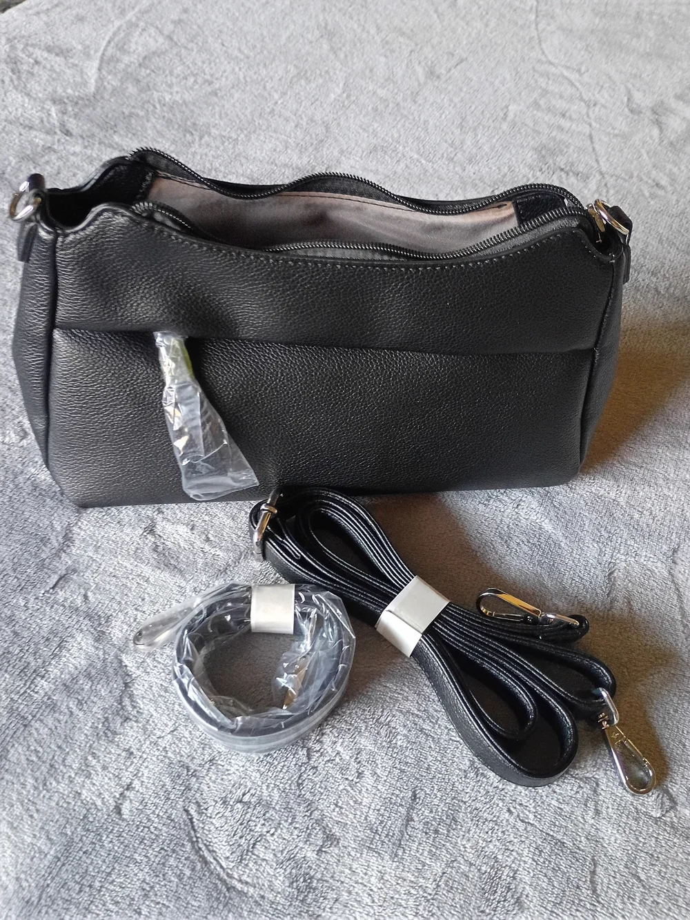 Black Vegan Leather Hobo Shoulder Bag Crossbody Purse NWT